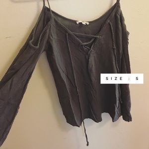 Grey // Open Shoulder Long Sleeve